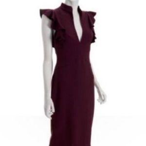 Black Halo Red Eva Keyhole Ruffle in burgundy